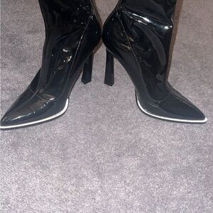 Aldo Shiny Black Heeled Boots